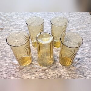 VTG Anchor Hocking Amber Glass Tumbler Set